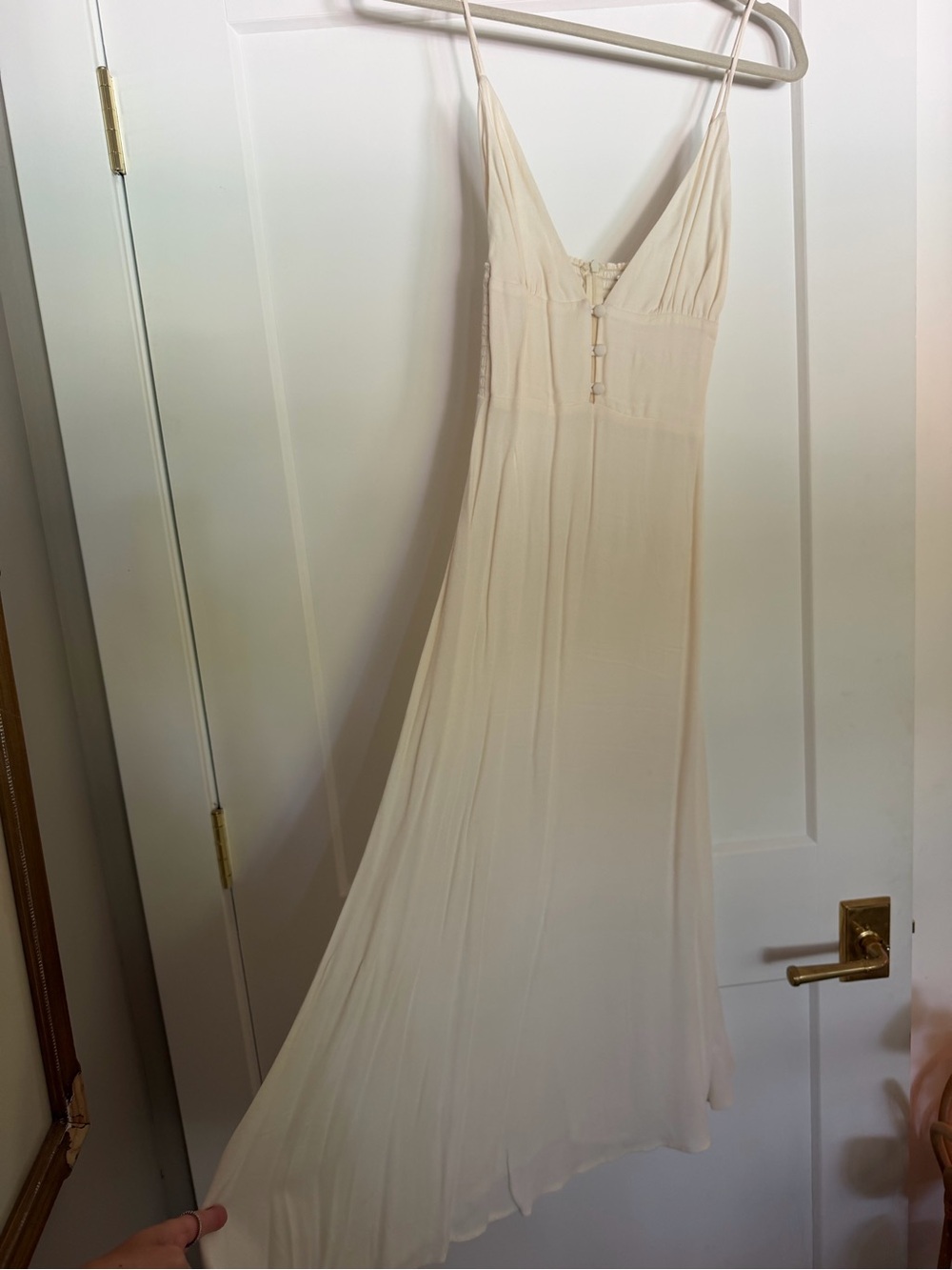 Reformation Cream Slip Dress with Adjustable Straps